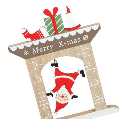 Grey-Red-Green - Back - Something Different Falling Santa Wooden Christmas Ornament
