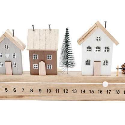 Beige - Back - Something Different Wooden House Christmas Advent Calendar