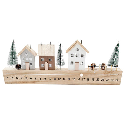 Beige - Front - Something Different Wooden House Christmas Advent Calendar