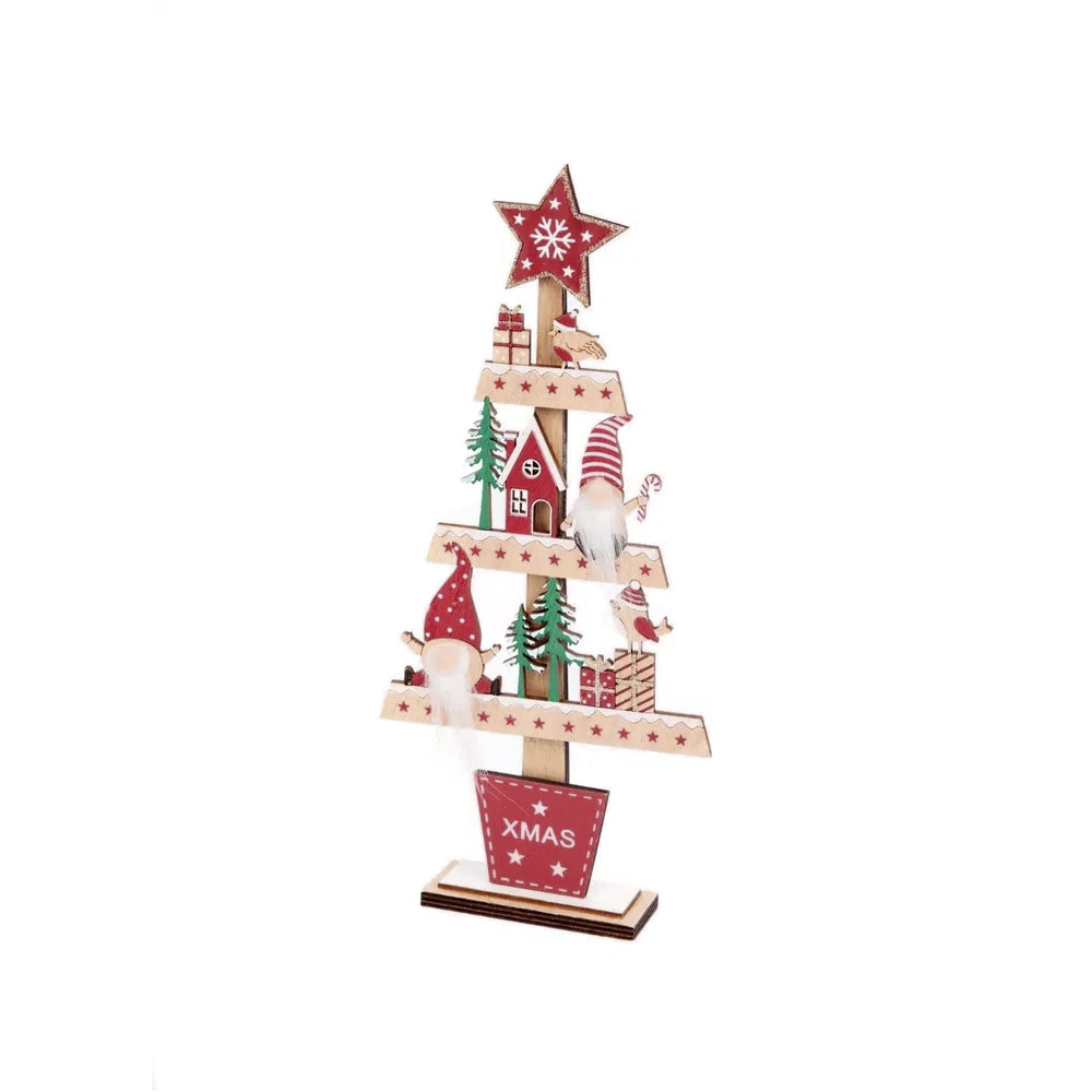 Red-White-Green - Back - Something Different Wooden Gonk Tree Christmas Decoration