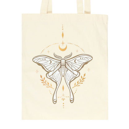 Light Beige - Side - Something Different Light Luna Moth Polycotton Tote Bag