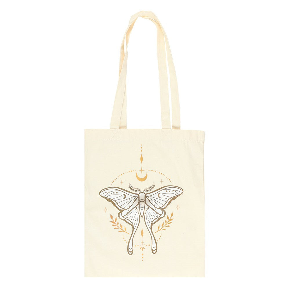 Light Beige - Front - Something Different Light Luna Moth Polycotton Tote Bag