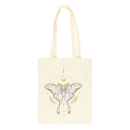 Light Beige - Front - Something Different Light Luna Moth Polycotton Tote Bag