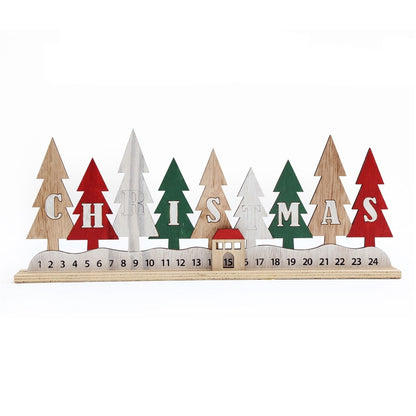 Multicoloured - Front - Something Different Wood Tree Christmas Advent Calendar