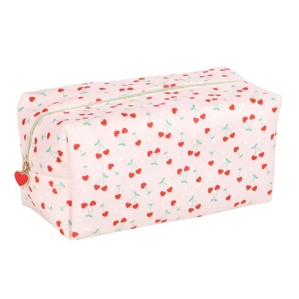 Baby Pink-Red-Green - Back - Something Different Heart Cherry Toiletry Bag