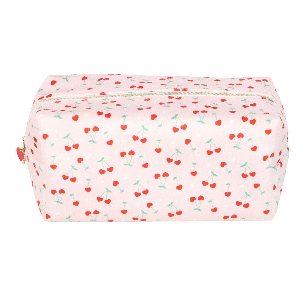 Baby Pink-Red-Green - Front - Something Different Heart Cherry Toiletry Bag