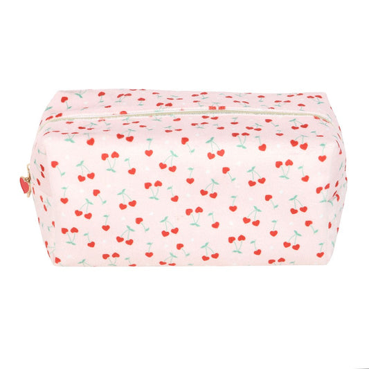 Baby Pink-Red-Green - Front - Something Different Heart Cherry Toiletry Bag