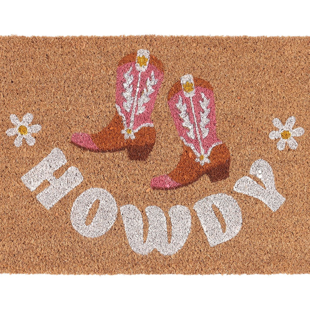 Natural - Side - Something Different Howdy Cowboy Boot Door Mat