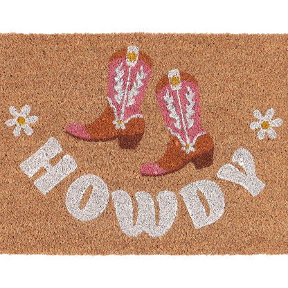 Natural - Side - Something Different Howdy Cowboy Boot Door Mat