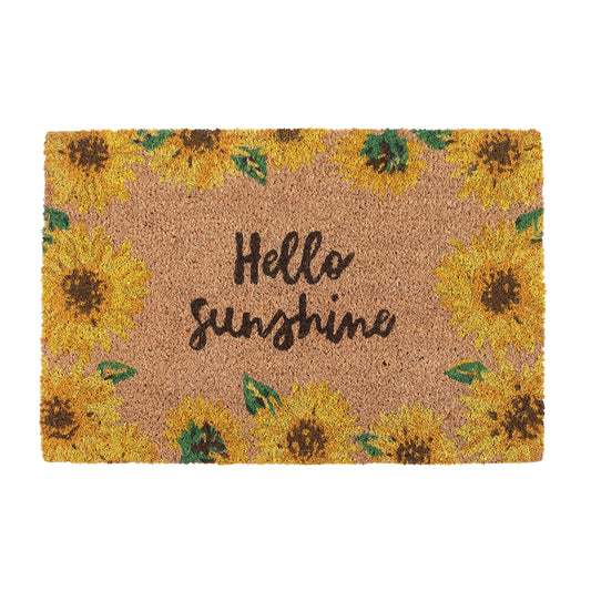 Yellow-Brown - Front - Something Different Hello Sunshine Sunflower Door Mat