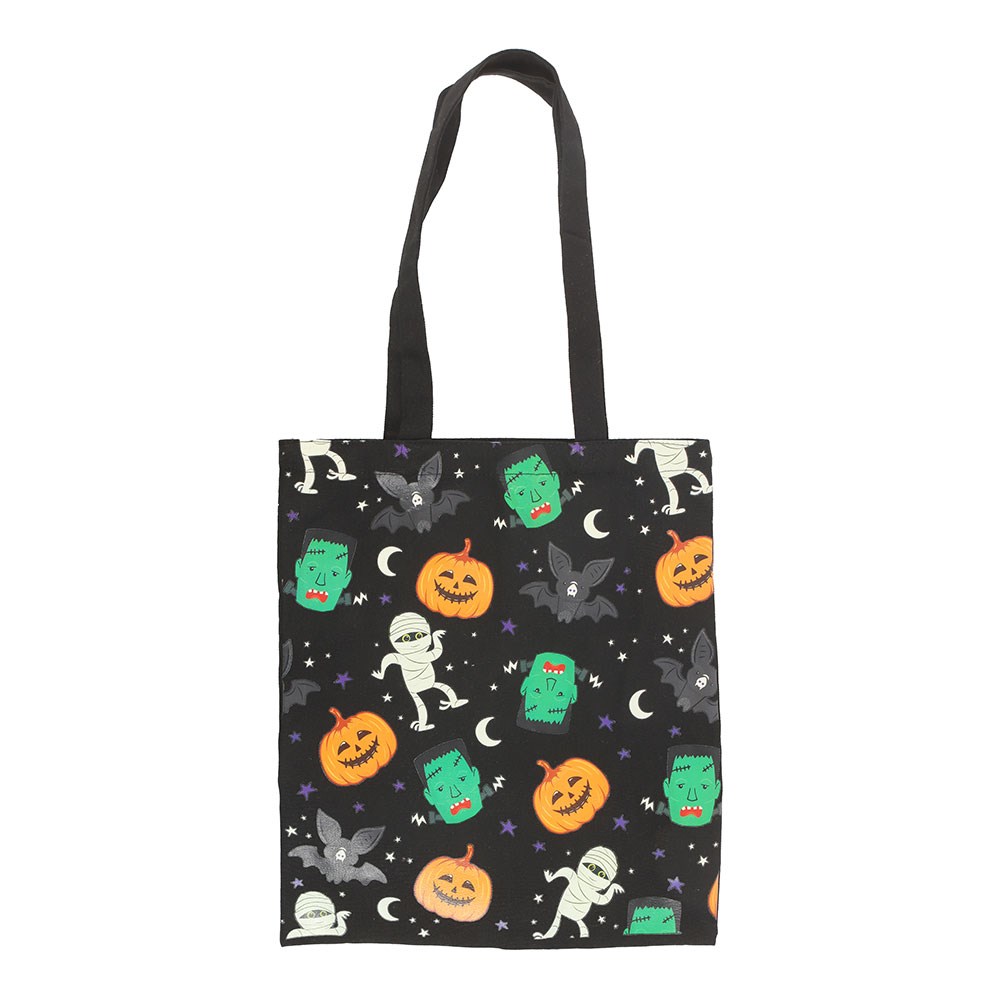 Black-White-Orange - Front - Something Different Monster Polycotton Tote Bag