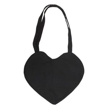 Black - Back - Something Different Spiderweb Heart Satin Tote Bag