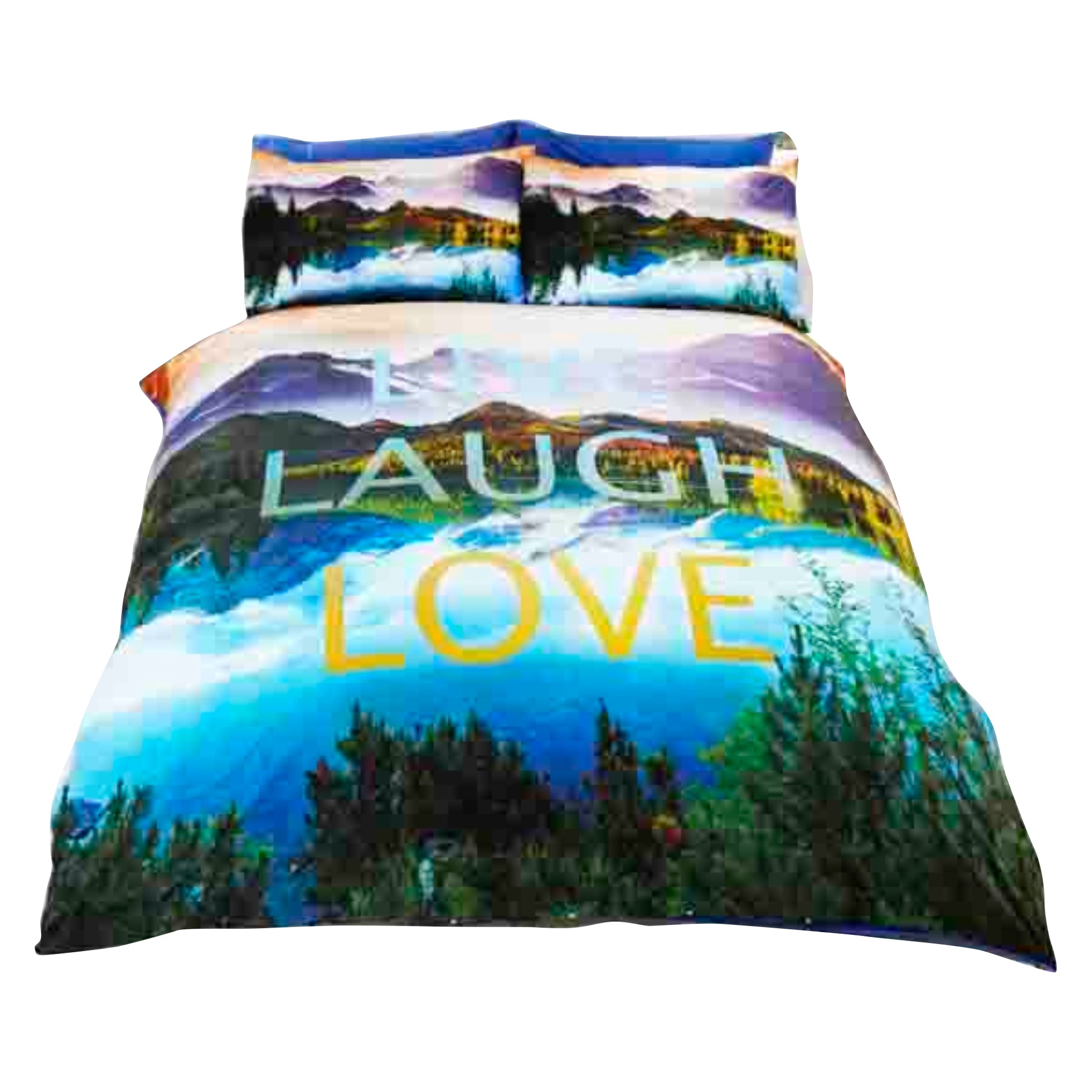 Multicoloured - Front - Childrens-Kids Live Laugh Love Duvet Cover Bedding Set