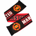 Red-Black - Front - Manchester United FC Official Crest Design Named Scarf