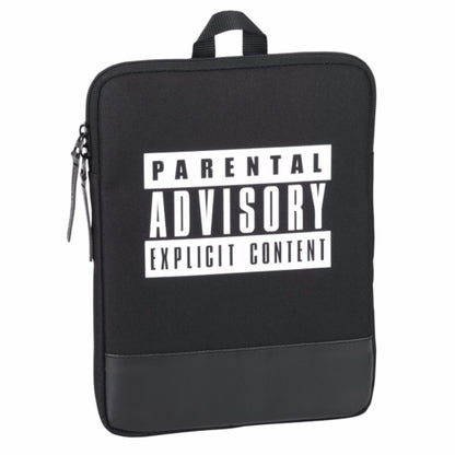 Black-White - Front - Children-Youth Parental Advisory Logo Design Tablet-Laptop Bag (10.6in)