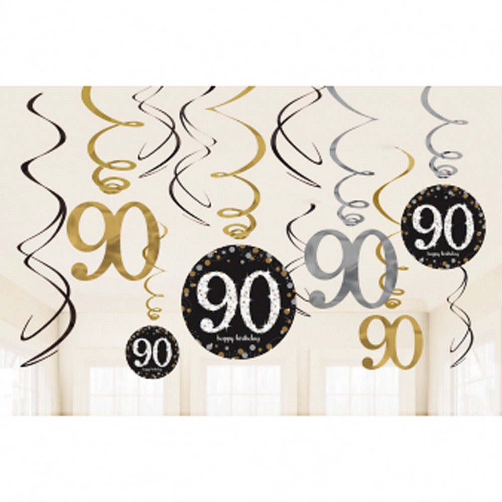 Sparkling Celebration - Back - Amscan Hanging Swirl Decorations - 12 Pack