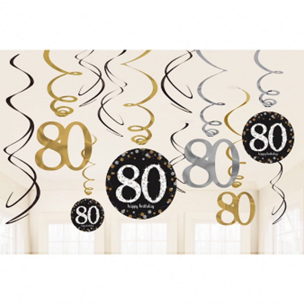 Sparkling Celebration - Front - Amscan Hanging Swirl Decorations - 12 Pack