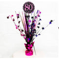 Pink - Front - Amscan Sparkling Pink Celebration 80th Birthday Centrepiece Spray