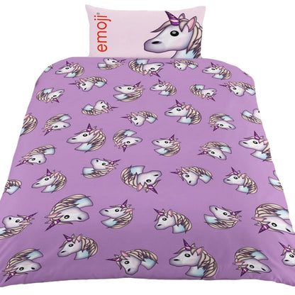 Purple - Front - Emoji Unicorn Duvet Set