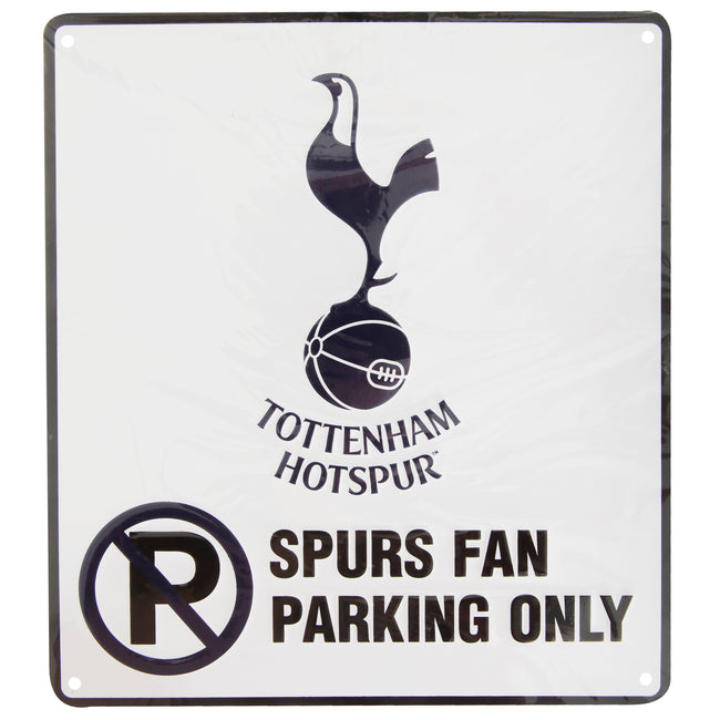 White-Black-Navy - Front - Tottenham Hotspur FC Official Metal Football Crest No Parking Sign