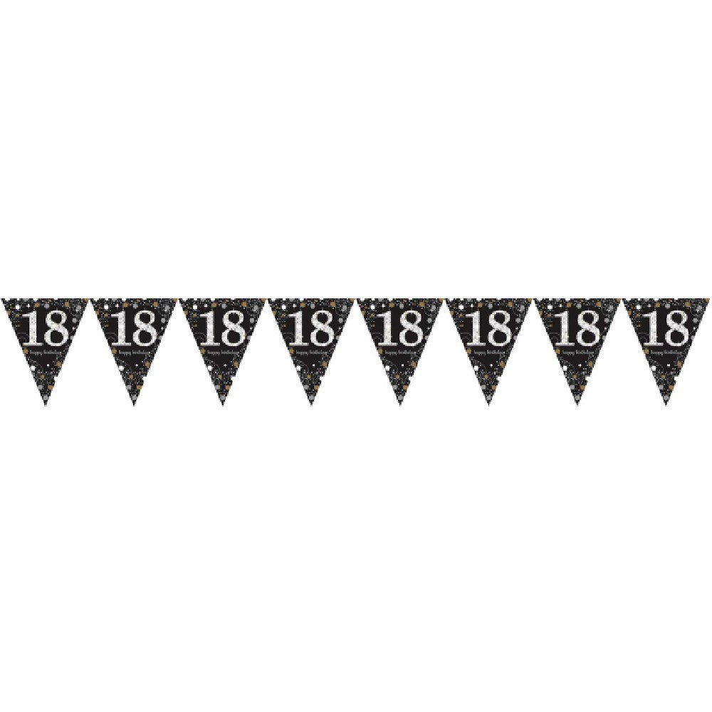 Black-Gold - Front - Amscan Sparkling Gold Celebration 18th Birthday Bunting