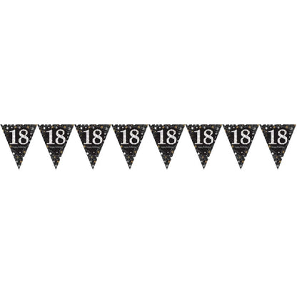Black-Gold - Front - Amscan Sparkling Gold Celebration 18th Birthday Bunting