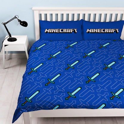 Blue - Back - Minecraft Official Reversible Double Duvet and Pillowcase Set