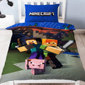 Blue - Side - Minecraft Official Reversible Double Duvet and Pillowcase Set