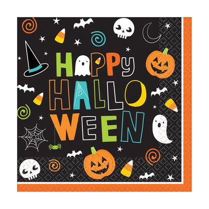 Multicoloured - Front - Amscan Halloween Friends Beverage Napkins (Pack Of 125)