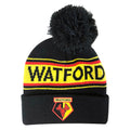Black-Yellow-Red - Front - Watford FC Adults Unisex Text Cuff Knitted Beanie