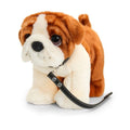 Brown-White - Front - Keel Toys Signature Cuddle Bulldog Puppy On Lead