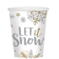 White - Front - Amscan Let It Snow Cups (Pack of 8)