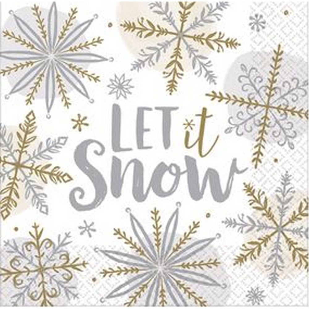 White - Front - Amscan Let It Snow Napkins (Pack of 16)