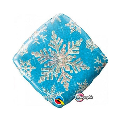 Blue - Front - Qualatex Holographic Foil Balloon with Snowflake Design