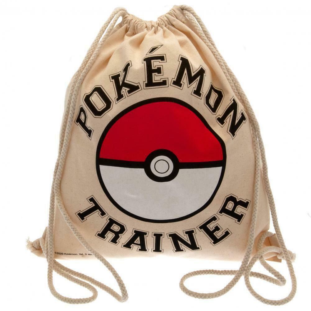Cream-Red-White - Front - Pokemon Pokeball Canvas Drawstring Bag