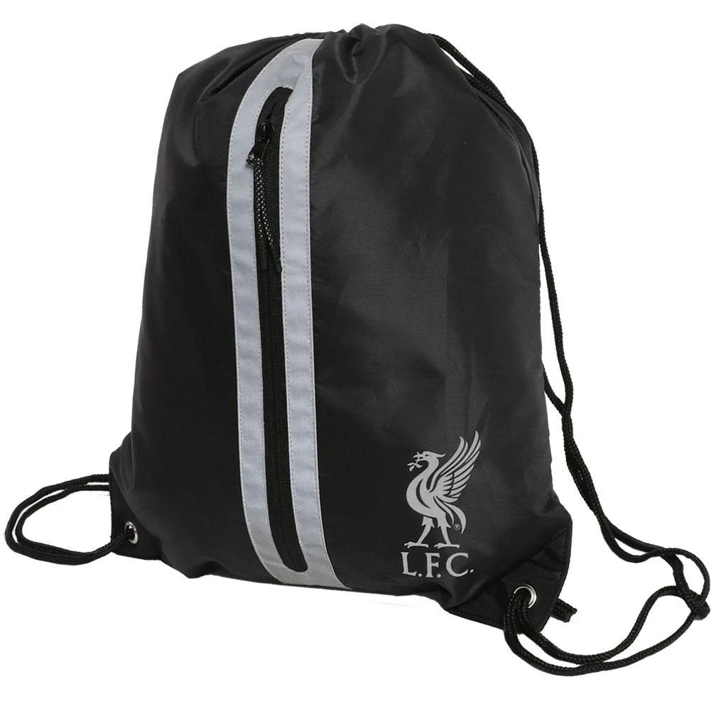 Black-Silver - Front - Liverpool FC Crest Drawstring Bag