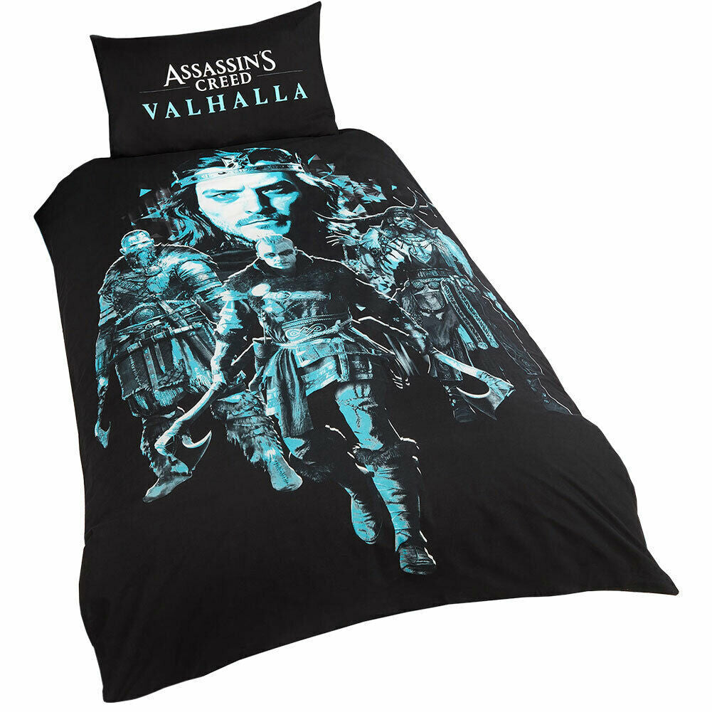 Black-Blue - Front - Assassins Creed Valhalla Reversible Duvet Cover Set