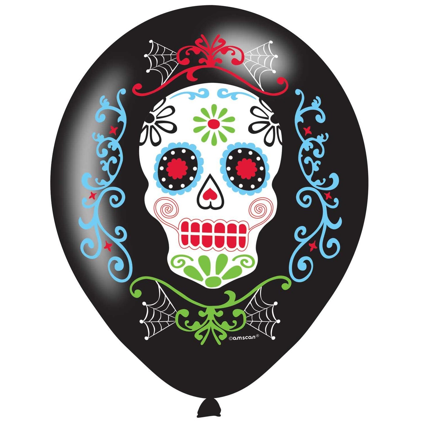 Black - Front - Amscan Latex Skull Day Of The Dead Balloon