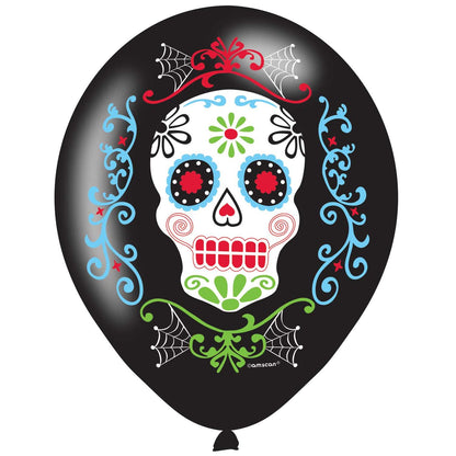 Black - Front - Amscan Latex Skull Day Of The Dead Balloon