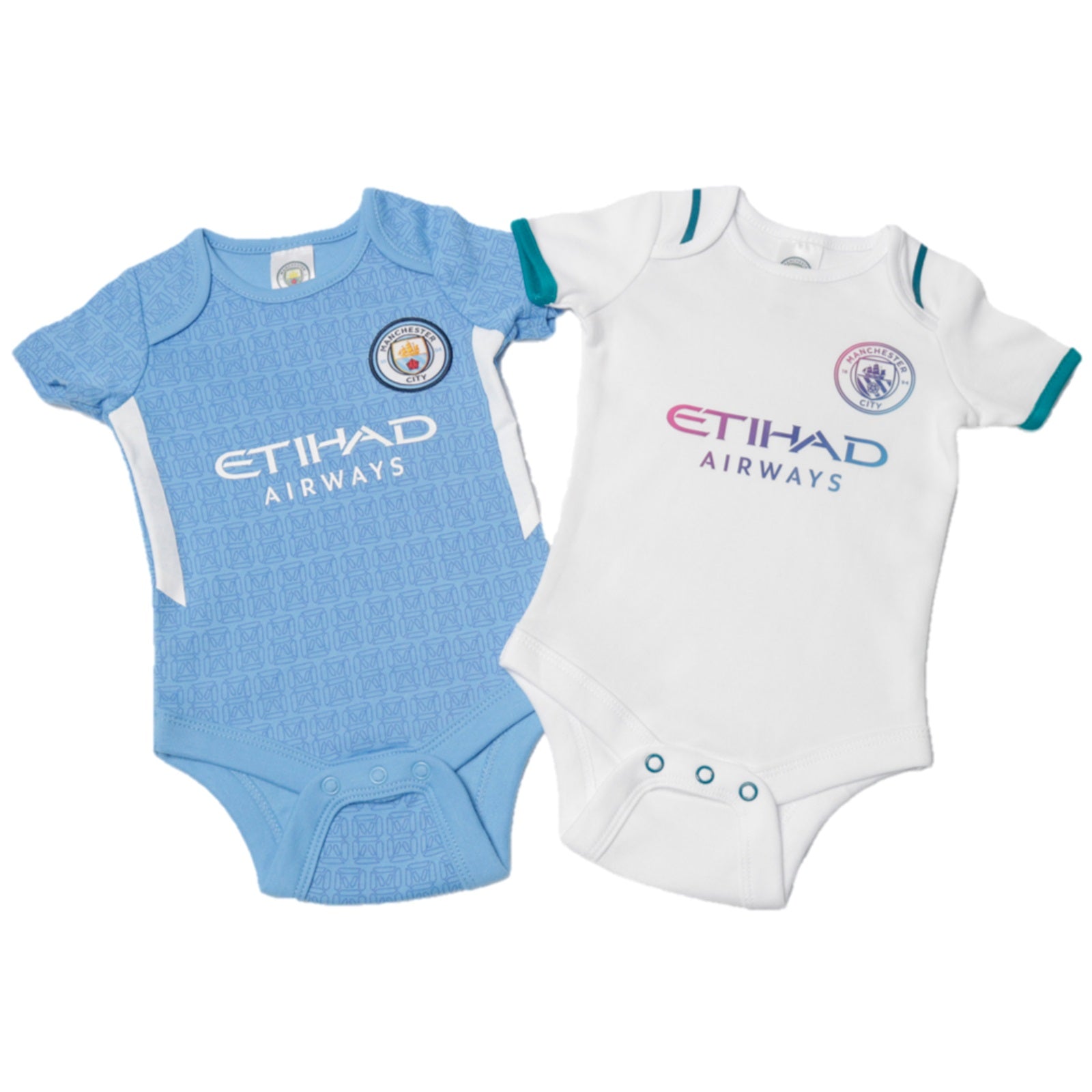 Sky Blue-White - Front - Manchester City FC Baby 2022 Bodysuit Set (Pack of 2)