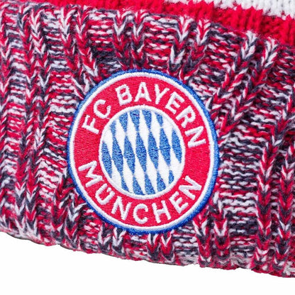 Navy-White-Red - Side - FC Bayern Munich Unisex Adult Bobble Knitted Hat