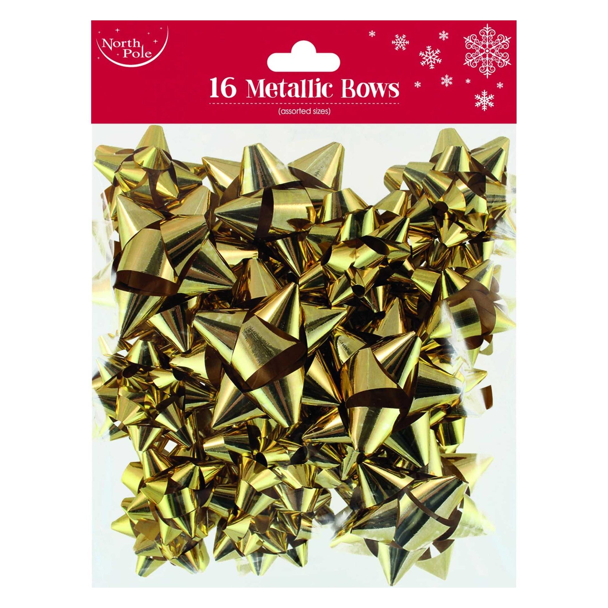 Gold - Front - Eurowrap Metallic Christmas Gift Bow (Pack of 16)