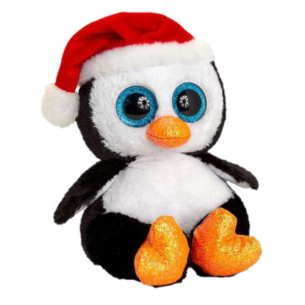 Black-White-Red - Front - Keel Toys Animotsu Penguin Christmas Plush Toy