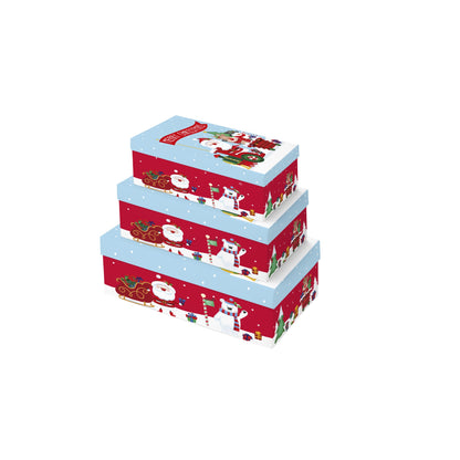Multicoloured - Front - Eurowrap Oblong Santa Claus Christmas Gift Boxes (Pack of 3)
