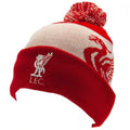 Red-White - Front - Liverpool FC Unisex Adult Bobble Knitted Crest Beanie