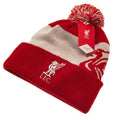 Red-White - Side - Liverpool FC Unisex Adult Bobble Knitted Crest Beanie