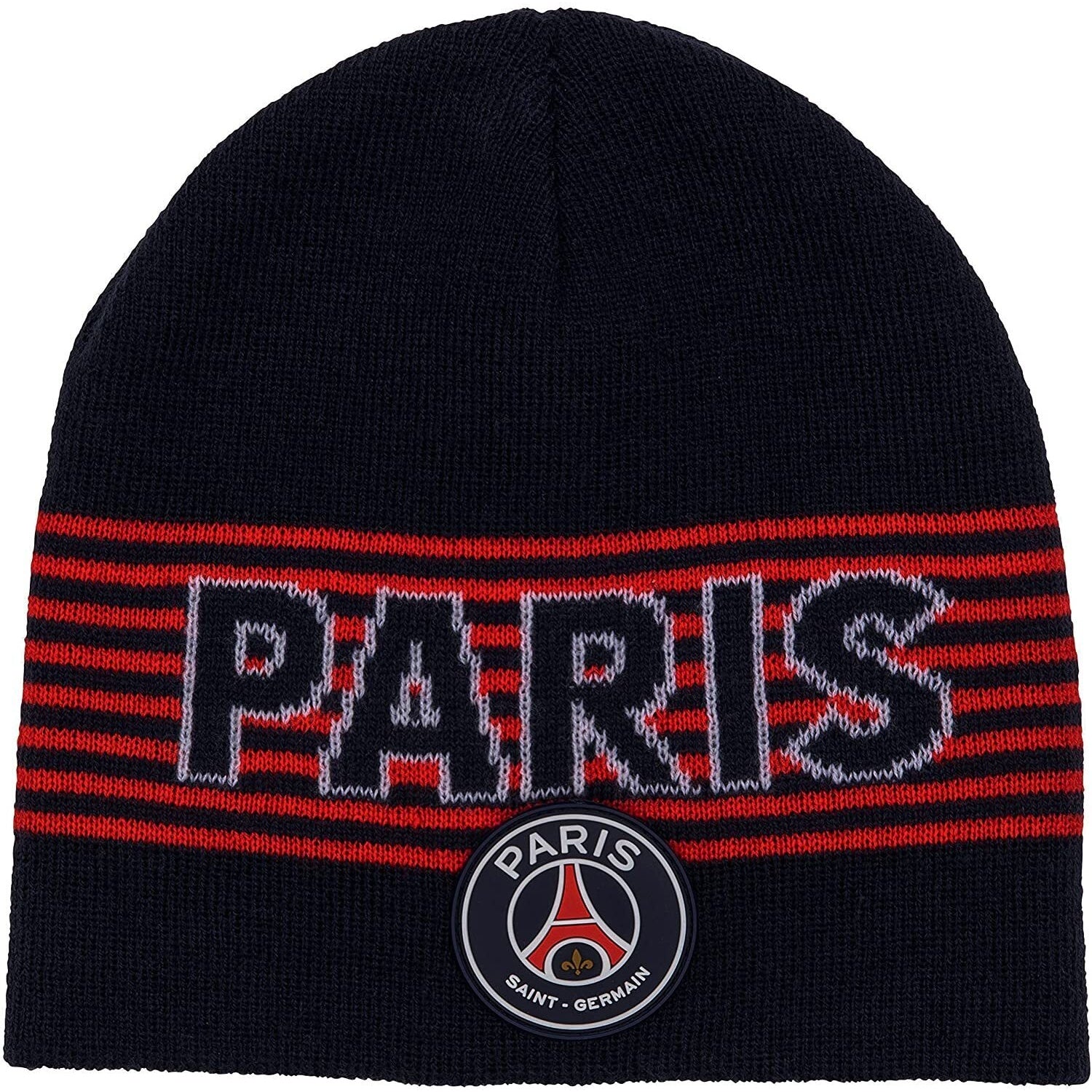 Black-Red - Front - Paris Saint Germain FC Unisex Adult Beanie