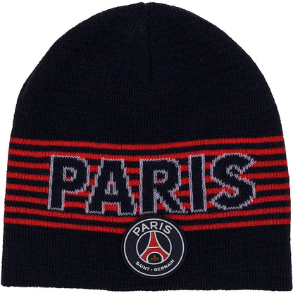 Black-Red - Front - Paris Saint Germain FC Unisex Adult Beanie