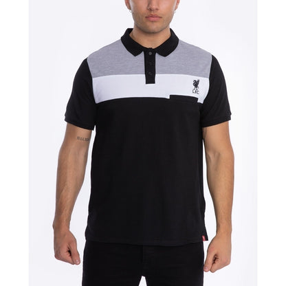 Black-Heather Grey-White - Back - Liverpool FC Mens Polo Shirt