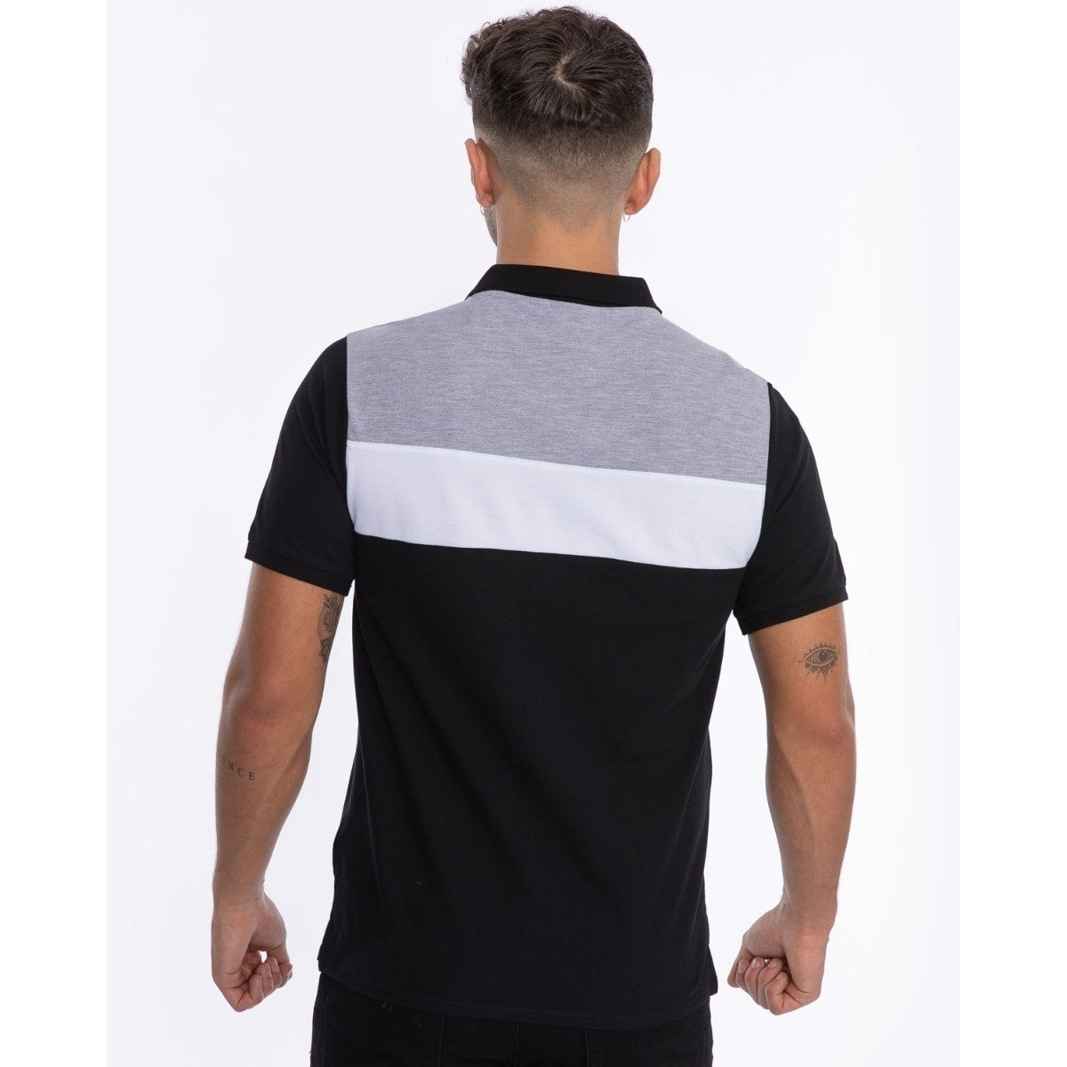 Black-Heather Grey-White - Side - Liverpool FC Mens Polo Shirt
